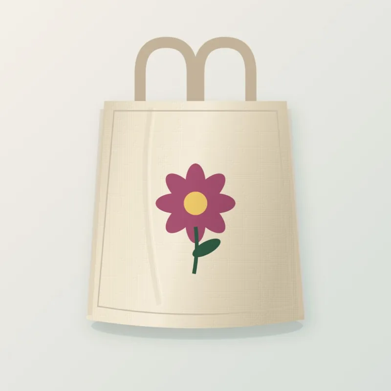 A canvas tote bag mockup with a pink flower printed directly on the fabric, no background box