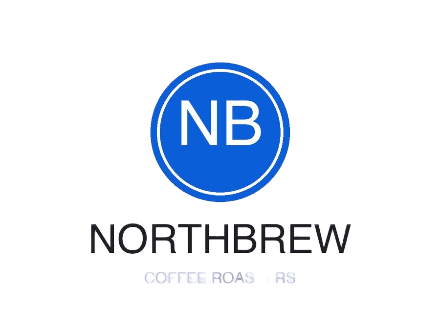 Saved NORTHBREW PNG on dark gray: low-contrast wordmark and gaps in the pale tagline